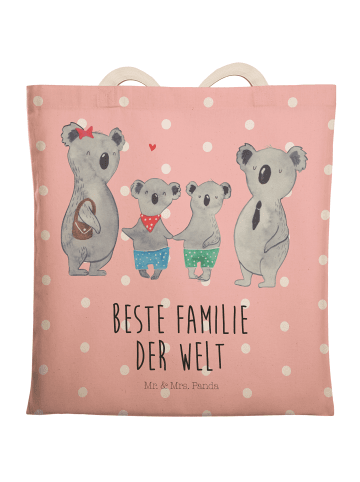 Mr. & Mrs. Panda Einkaufstasche Koala Familie zwei mit Spruch in Rot Pastell