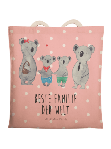 Mr. & Mrs. Panda Shopping Bag Koala Familie zwei mit Spruch in Rot Pastell