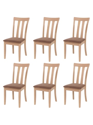 MCW 6er-Set Küchenstuhl G46, Naturfarbenes Gestell, braun