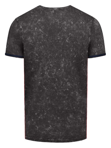 Rusty Neal Herren Biker T-Shirt – Vintage Oxid Washed – V-Neck Regular Fit in Schwarz