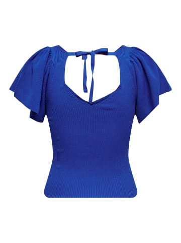 ONLY Geripptes T-Shirt Kurzarm V-Neck Top mit weiten Ärmeln ONLLEELO in Dunkelblau