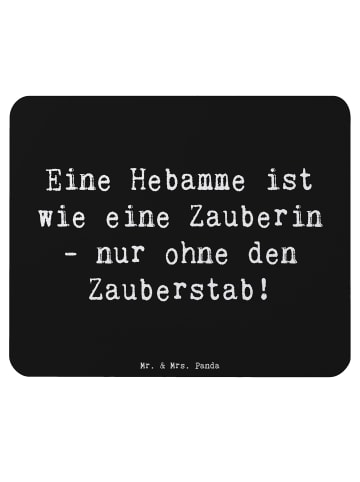Mr. & Mrs. Panda Mauspad Spruch Hebamme Magie mit Spruch in Schwarz