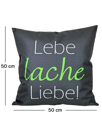 JACK 1x Outdoor Kissenhülle Motiv 50x50cm Lebe lache liebe in Hellgrün