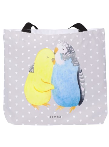 Mr. & Mrs. Panda Henkeltasche Wellensittich Liebe ohne Spruch in Grau Pastell