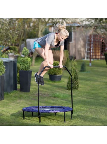 relaxdays Trampolin mit Haltestange in Schwarz-Lila - Ø 102 cm