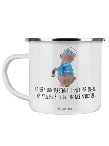 Mr. & Mrs. Panda Emaille Tasse Polizist Wunderbar mit Spruch in Weiß