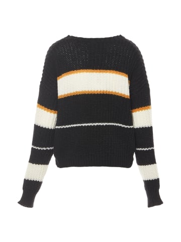 myMo Damen Pullover in SCHWARZ WOLLWEISS ORANGE