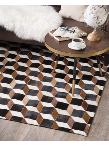 Beliani Patchwork ALPKOY in Schwarz/Braun/Weiß - (W) 140 x (H) 0.6 x (L) 200 cm