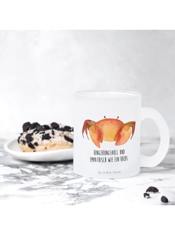 Mr. & Mrs. Panda Trinkglas Sternzeichen Krebs mit Spruch in Transparent