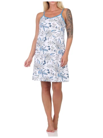 NORMANN Ärmelloses Spaghetti Träger Nachthemd floralem print 125 215 225 in blau