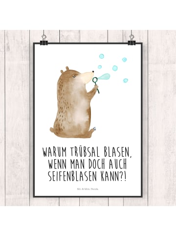Mr. & Mrs. Panda Bild Bär Seifenblasen mit Spruch in Rot Pastell