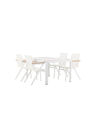 ebuy24 1 x Tisch 4 x Stühle Weiß 90 x 150 cm