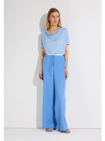 More & More feminines Shirt mit Wasserfall-Ausschnitt in skyblue