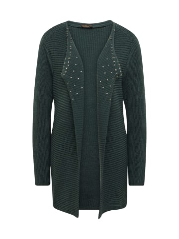 GOLDNER Kurzgröße:  Strickjacke mit Querrippenstruktur in flaschengrün