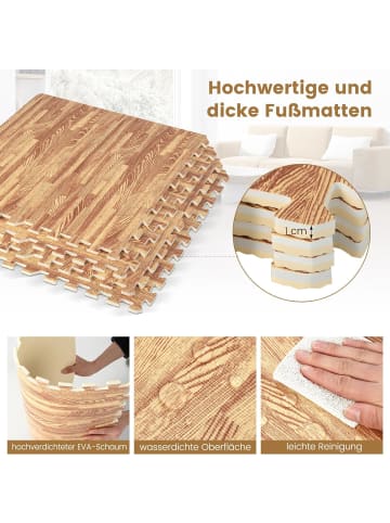 COSTWAY Bodenmatte 12 Stück in Beige