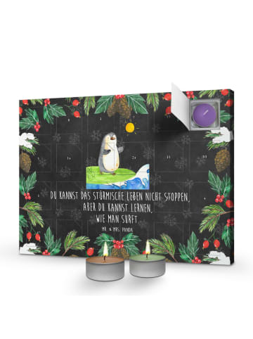 Mr. & Mrs. Panda Duftkerzen Adventskalender Pinguin Surfer mit S... in Kreidetafel