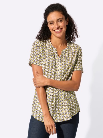 WITT WEIDEN Kurzarmbluse in sand-limone-bedruckt