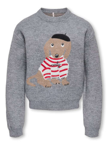 KIDS ONLY Jacquard Strickpullover Kogteddy in medium grey melange