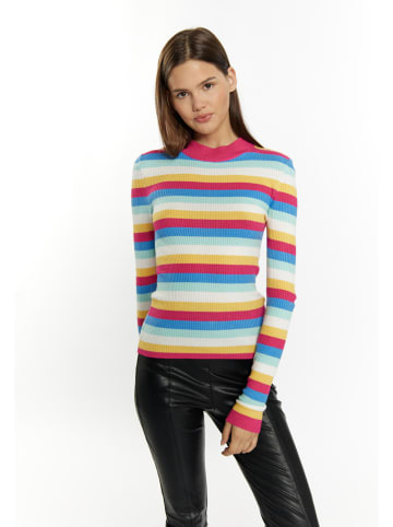 myMo Damen Rippstrickpullover in Pink Mehrfarbig