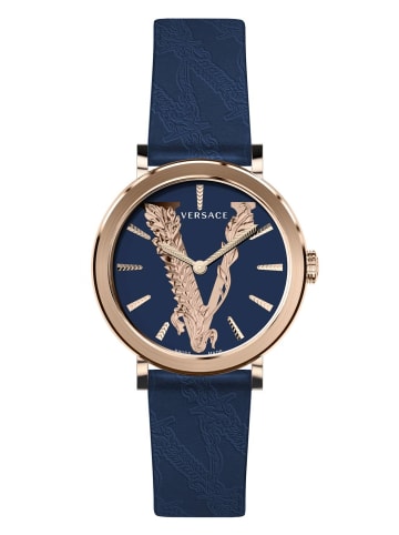 Versace Schweizer Uhr Virtus Rosagoldfarben in blau