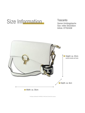 Toscanto Leder Umhängetasche, Citytasche Toscanto Tasche weiß ca. 30cm