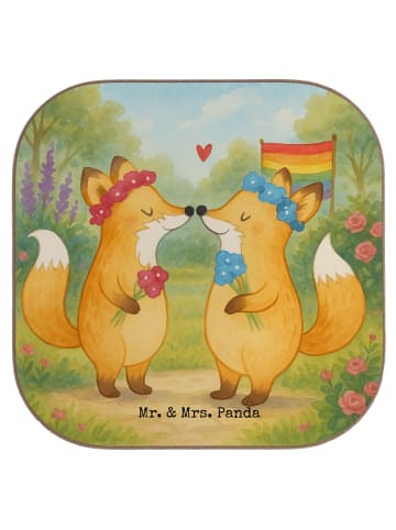 Mr. & Mrs. Panda Untersetzer für Gläser Füchse Lesbian Pride Des... in Weiß