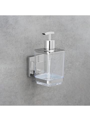 Wenko Vacuum-Loc Seifenspender Quadro Edelstahl in Silbern, 10 x 16 cm