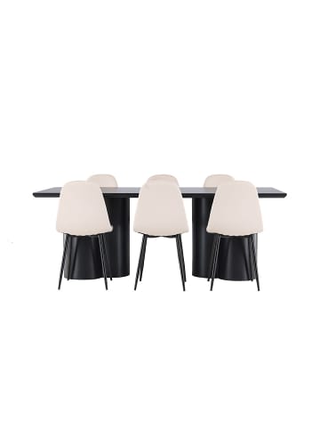 ebuy24 Essgruppe Olivia (7-teilig) Schwarz 100 x 210 cm