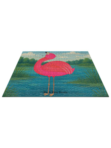Mr. & Mrs. Panda Puzzle Flamingo Stolz Design ohne Spruch in Weiß