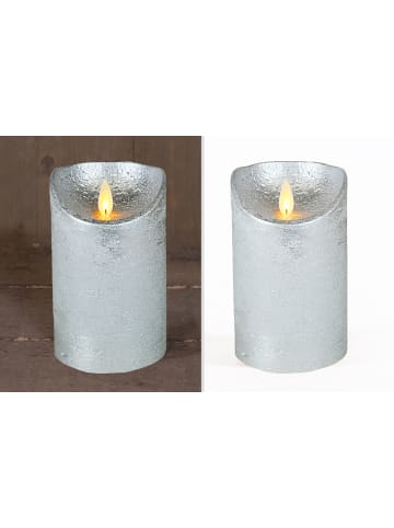 JACK LED Echtwachskerze 12,5cm mit Timer in Silber