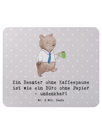 Mr. & Mrs. Panda Mauspad Beamter Kaffeepause mit Spruch in Grau Pastell