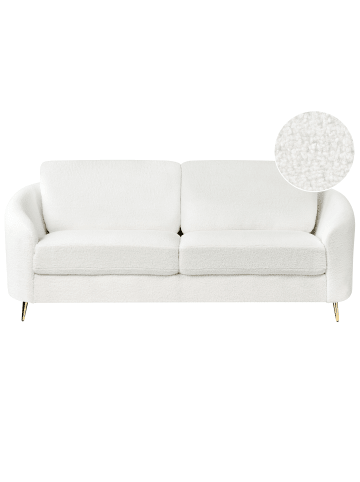 Beliani 3-Sitzer Sofa TROSA in Weiß/Gold - (W) 203 x (H) 88 x (L) 86 cm