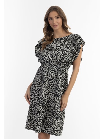 faina Midikleid Mit Leoprint in Grau Leo