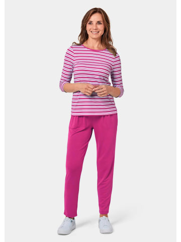 GOLDNER Ringelshirt mit U-Boot-Ausschnitt in cyclam / weiß / geringelt