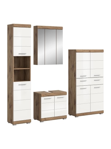 ebuy24 Badmöbelset Wave (4-teilig) Weiß 204 x 34 cm