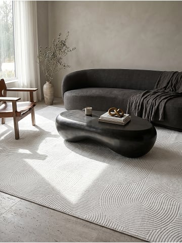 KADIMA DESIGN Teppich Kurzflor Geometrisch rutschhemmend pflegeleicht Wohnzimmer in Weiß