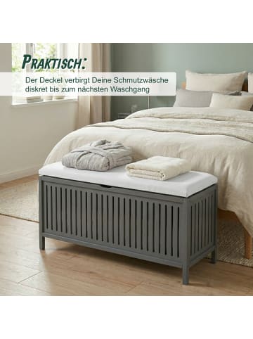 relaxdays Wäschekorb in Grau/ Weiß - (B)100 x (H)50 x (T)38 cm