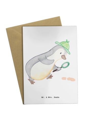 Mr. & Mrs. Panda valentinstagskarte Detektiv Herz ohne Spruch in Weiß