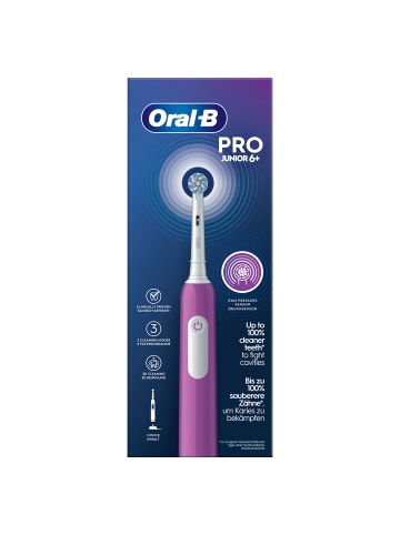 Oral-B Elektr. Zahnbürste "Pro Junior" in Lila + 10 Aufsteckbürsten "SensitiveClean"