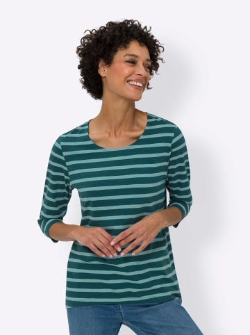 Sieh an! 3/4-Arm-Shirt in petrol-salbei-geringelt