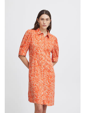 ICHI Blusenkleid IHAYA DR2 20120972 Luftiges Midi-Kleid mit Blumenmuster in Orange