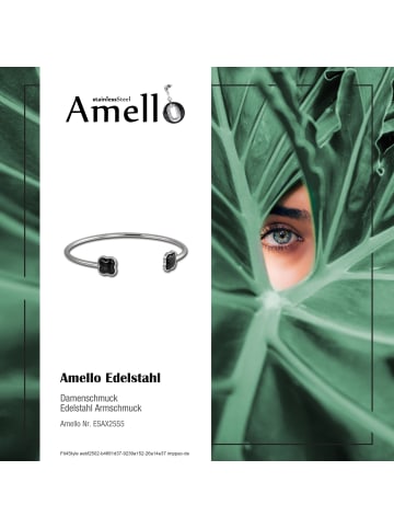 Amello Armband Edelstahl, Keramik Kleeblatt