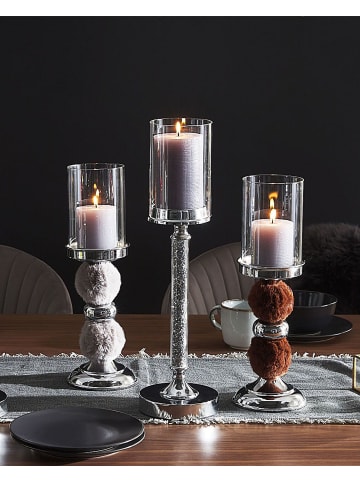 Beliani Kerzenständer PADRE in Silber/Braun - (W) 12 x (H) 38 x (L) 12 cm