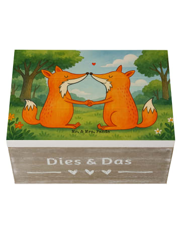 Mr. & Mrs. Panda Holzkiste Füchse Liebe Design ohne Spruch in Weiß