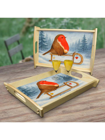 Mr. & Mrs. Panda holz serviertablett Rotkehlchen Schlitten Desig... in Weiß