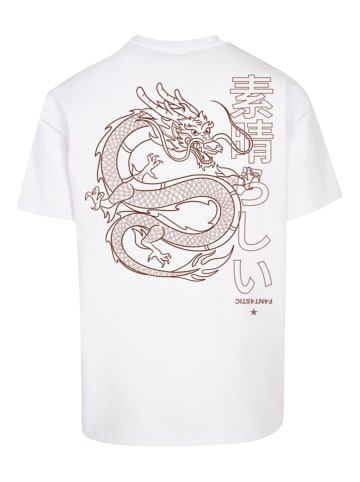 F4NT4STIC T-Shirt Oversized PLUS SIZE Drache Dragon Japan in weiß