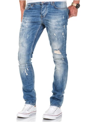 Amaci&Sons Slim Fit Destroyed Jeans FRESNO in Hellblau