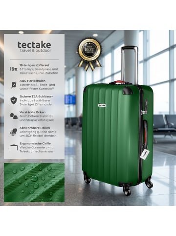 tectake Hartschalenkoffer-Set 19-teilig aus ABS-Kunststoff, Kofferwaage