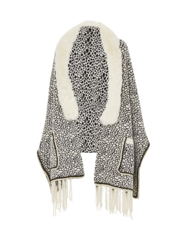 CHANI Damen Poncho in Wollweiss Schwarz