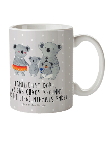Mr. & Mrs. Panda Kaffeetasse Koala Familie mit Spruch in Grau Pastell